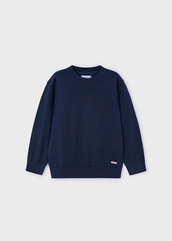 Basic_cotton_jumper_w_round_Blauw