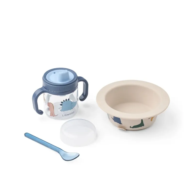 Becket_Tableware_Set_Dino_roar_sandy_Blauw