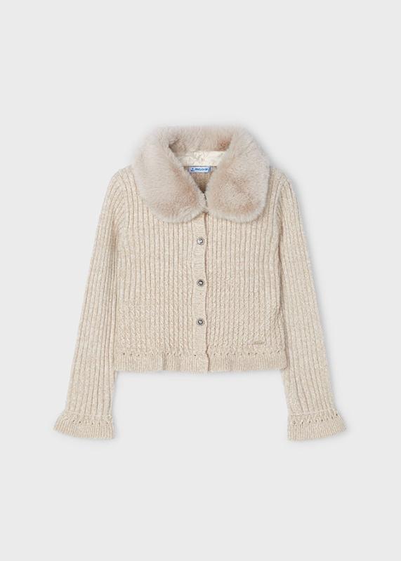 Faux_fur_collar_cardigan_Beige