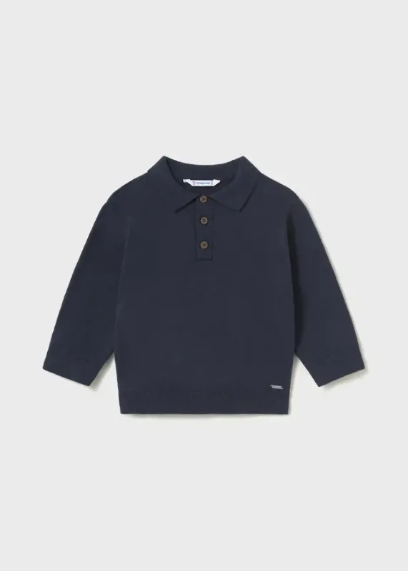 L_s_Knit_Polo_Blauw