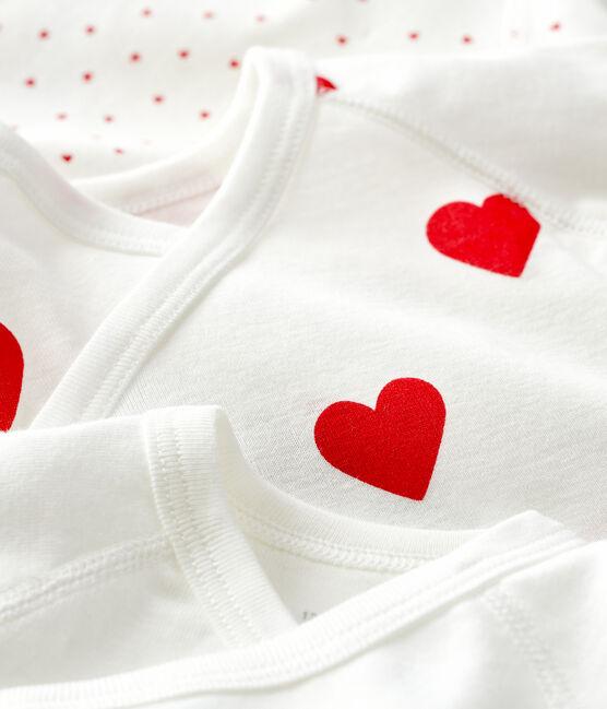 Petit Bateau - Lot 3 Bodies Marinière Croisés Coton Bio - Blanc