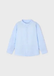 L_s_mao_collar_linen_shirt_Blauw